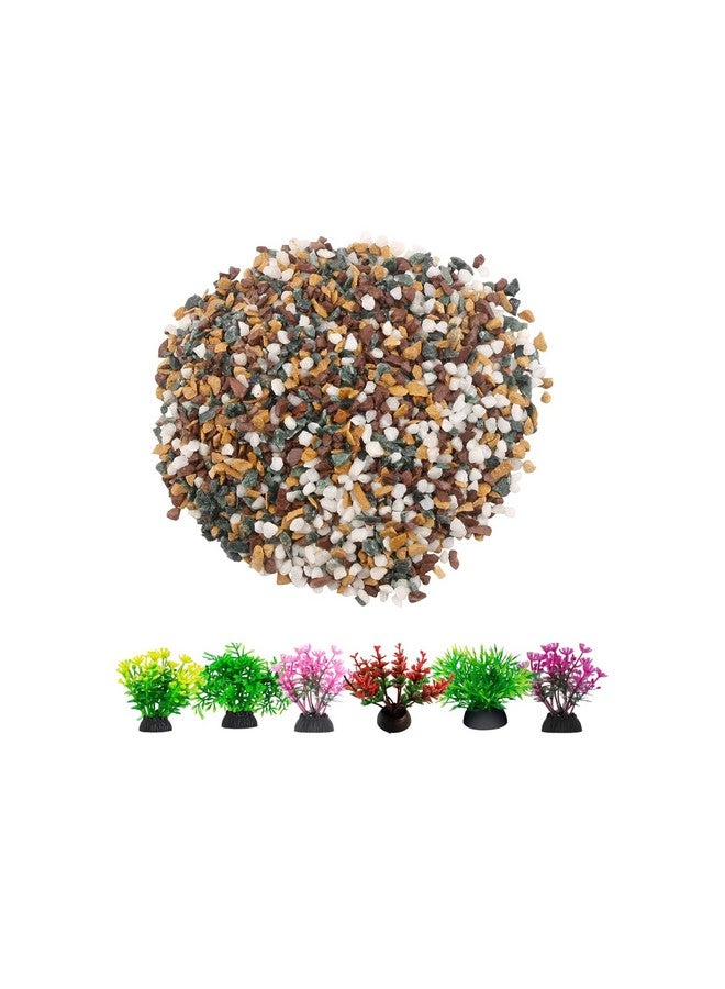 Turtle House/Tank Accessories Combo - (2Inch 6In1 Plant + Mix Crush Stone - 500Gm) | Decorative Accessories For Turtle Tank, Fish Tank, Aquarium And Aquatic Spaces - Image 1