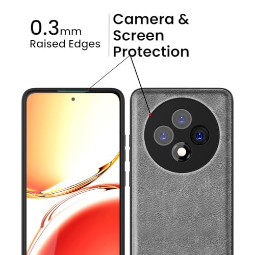 Kapa Tux Leather Back Cover for Oppo F27 (5G) | Slim Shockproof Camera Protection Bumper Case (Grey) - Image 3