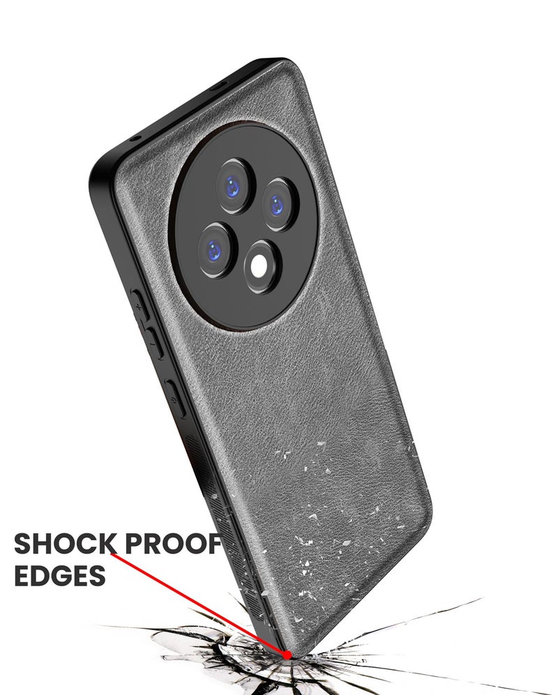 Kapa Tux Leather Back Cover for Oppo F27 (5G) | Slim Shockproof Camera Protection Bumper Case (Grey) - Image 4