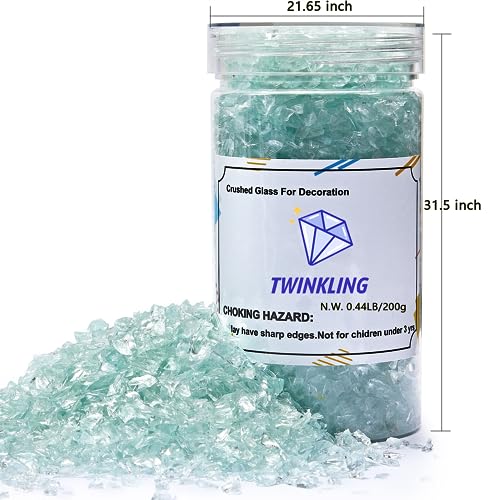 TWINKLING High Luster Crushed Glass, Broken Glass, Glass Gems Chips for DIY Resin Art Epoxy Crafts, Nail Art, Geode Painting, 1-3mm(200g) (Ocean Blue) - Image 5