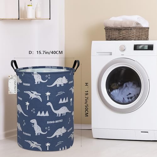 FANKANG Storage Basket, Nursery Hamper Canvas Laundry Basket Foldable with Waterproof PE Coating Large Storage Baskets for Kids Boys and Girls, Office, Bedroom, Clothes,Toys(Blue dinosaur) - Image 2