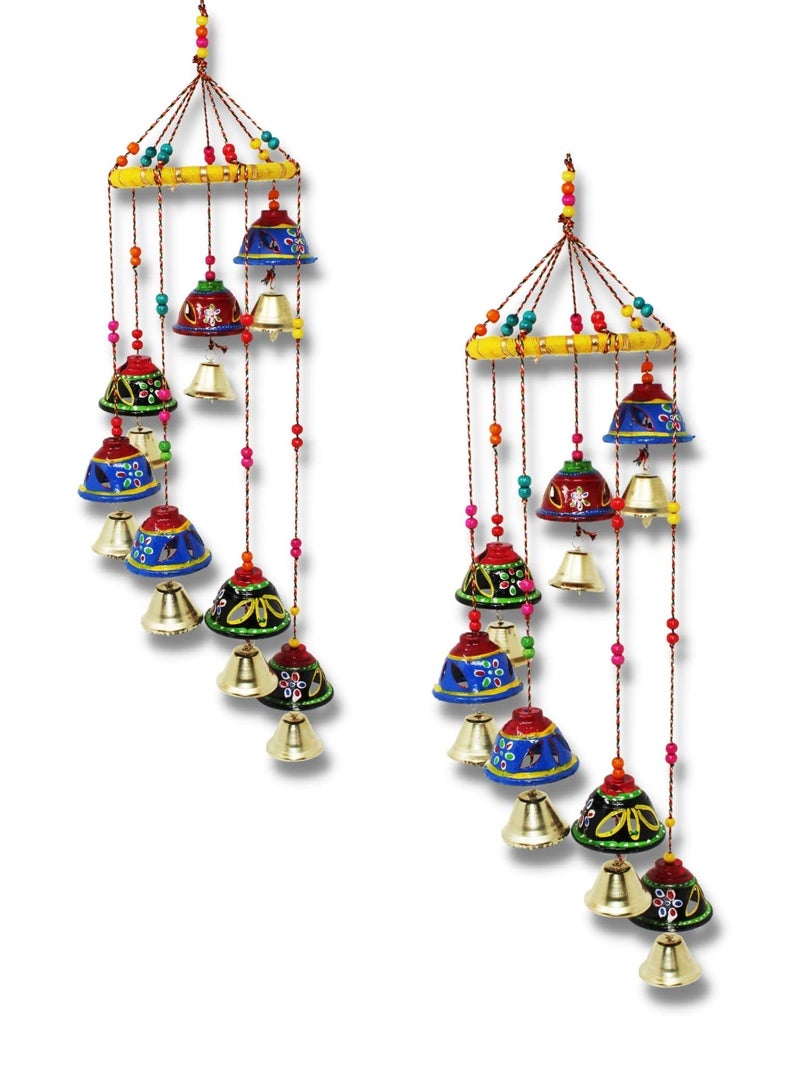JH Gallery Plastic Handcrafted Rajasthani Colored Bell Hangings For Home Decoration Design Wall Hanging Decorative Showpiece (Jali Bells) - Image 1