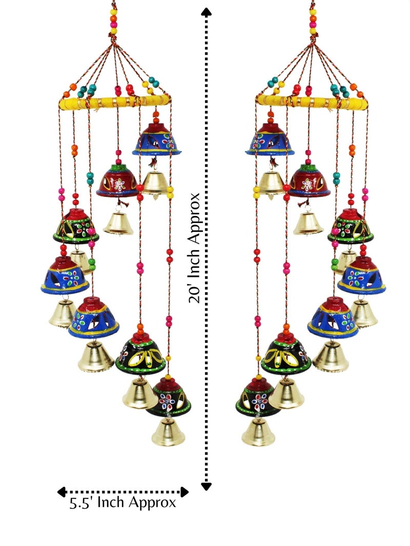 JH Gallery Plastic Handcrafted Rajasthani Colored Bell Hangings For Home Decoration Design Wall Hanging Decorative Showpiece (Jali Bells) - Image 3
