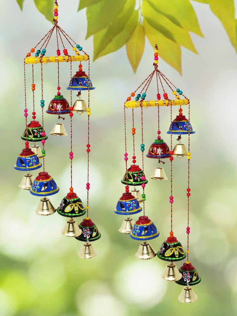 JH Gallery Plastic Handcrafted Rajasthani Colored Bell Hangings For Home Decoration Design Wall Hanging Decorative Showpiece (Jali Bells) - Image 2