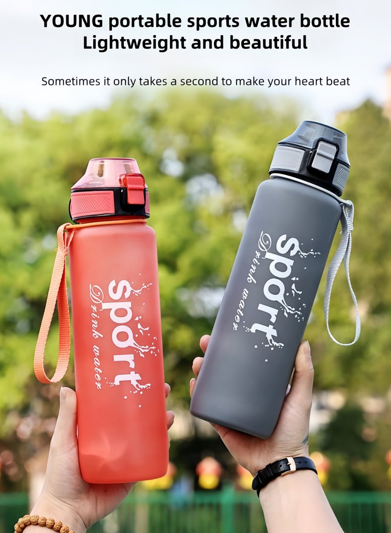 nihao New Sports Water Bottle, Tumbler,Soft Spout, Frosted, Gradient Water Cup Sports Cup Letter Straw Cup Large Capacity Tote Cup Fitness Plastic Cup Water Bottle, Grey -1000ML  - Image 4