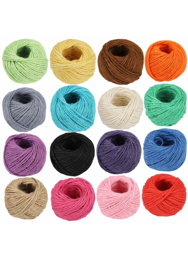 McFanBe 1312 Feet Jute Twine 16 Roll Strong Cord Thick Rope String for DIY Art Craft Gift Wrapping Home Garden Deco (16 Colors) - Image 2