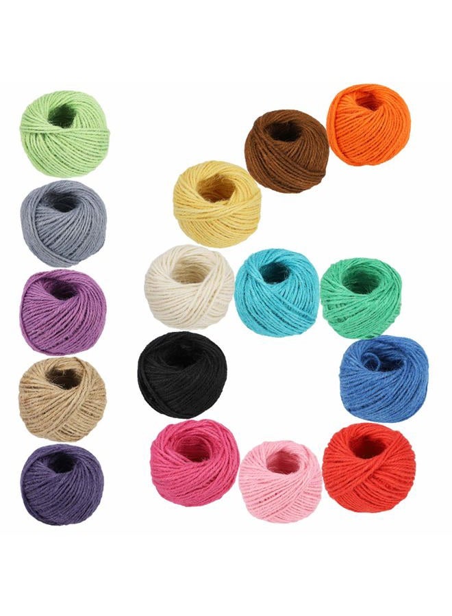 McFanBe 1312 Feet Jute Twine 16 Roll Strong Cord Thick Rope String for DIY Art Craft Gift Wrapping Home Garden Deco (16 Colors) - Image 1
