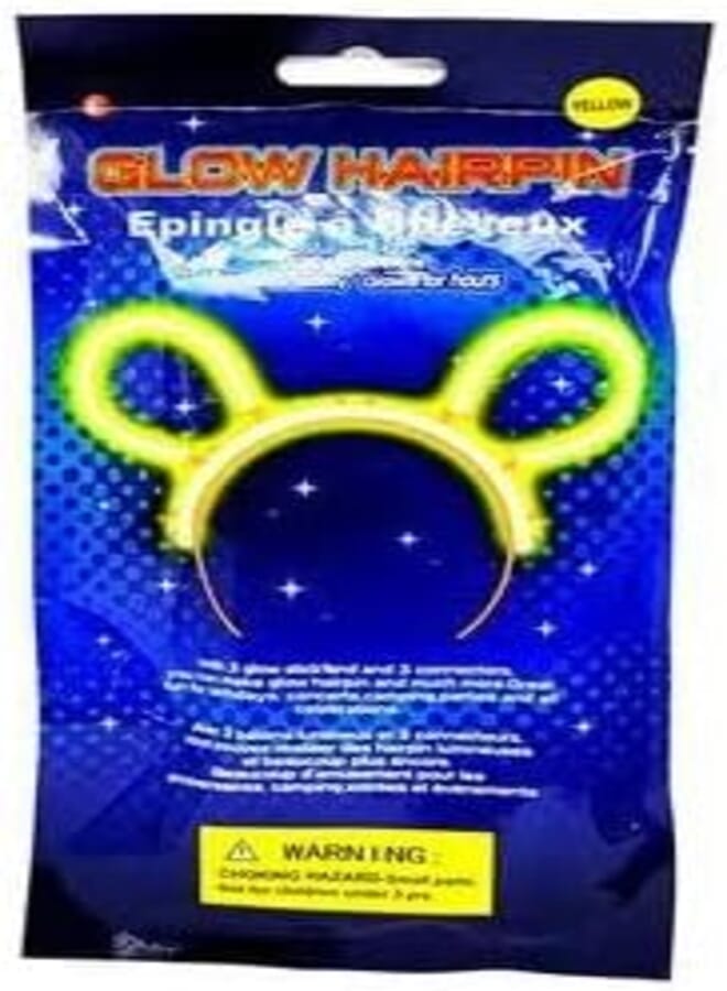 Glow Hairpin Light-Up Bunny Ears Headband, Neon Yellow, Party Accessory