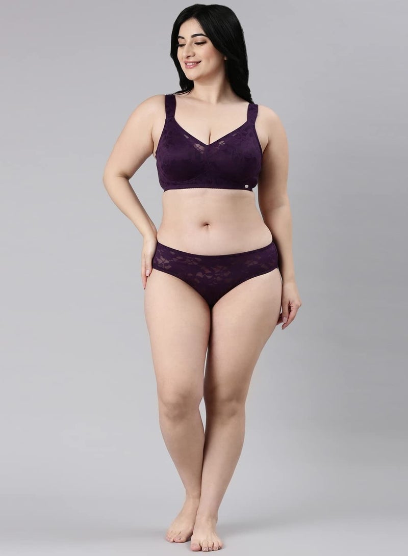 enamor Women Floral lace Hipster Seamless Breathable Panty Blackberry Cordial - Image 2