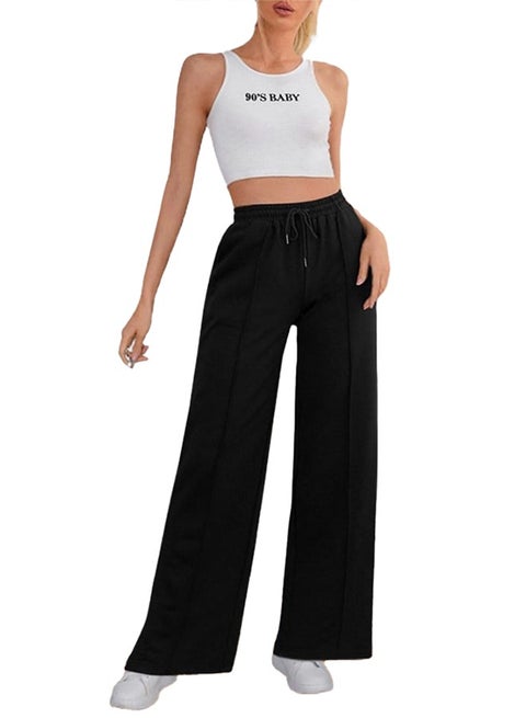 Sport Sweatpants Wide Leg With Line – High Waist - Side Pockets