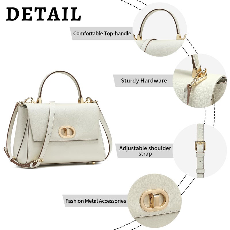 compuda Top Handle Bag Leather Satchel Bags for Women Luxury Designer Business Crossbody Work Purse with Multiple Internal Pockets - Image 4