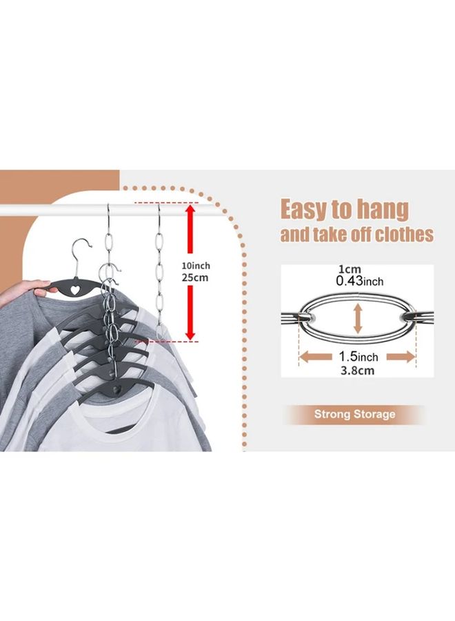 Silvery Paint Coating Space Saving Hangers 10pcs Foldable Vertical Clothes Organizer With 7 Slots - Image 3