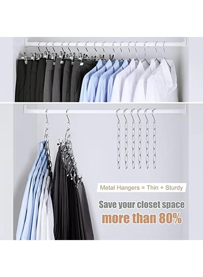 Silvery Paint Coating Space Saving Hangers 10pcs Foldable Vertical Clothes Organizer With 7 Slots - Image 2