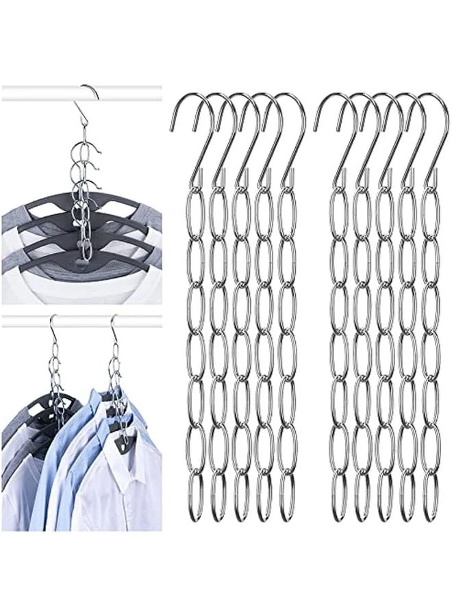 Silvery Paint Coating Space Saving Hangers 10pcs Foldable Vertical Clothes Organizer With 7 Slots - Image 1