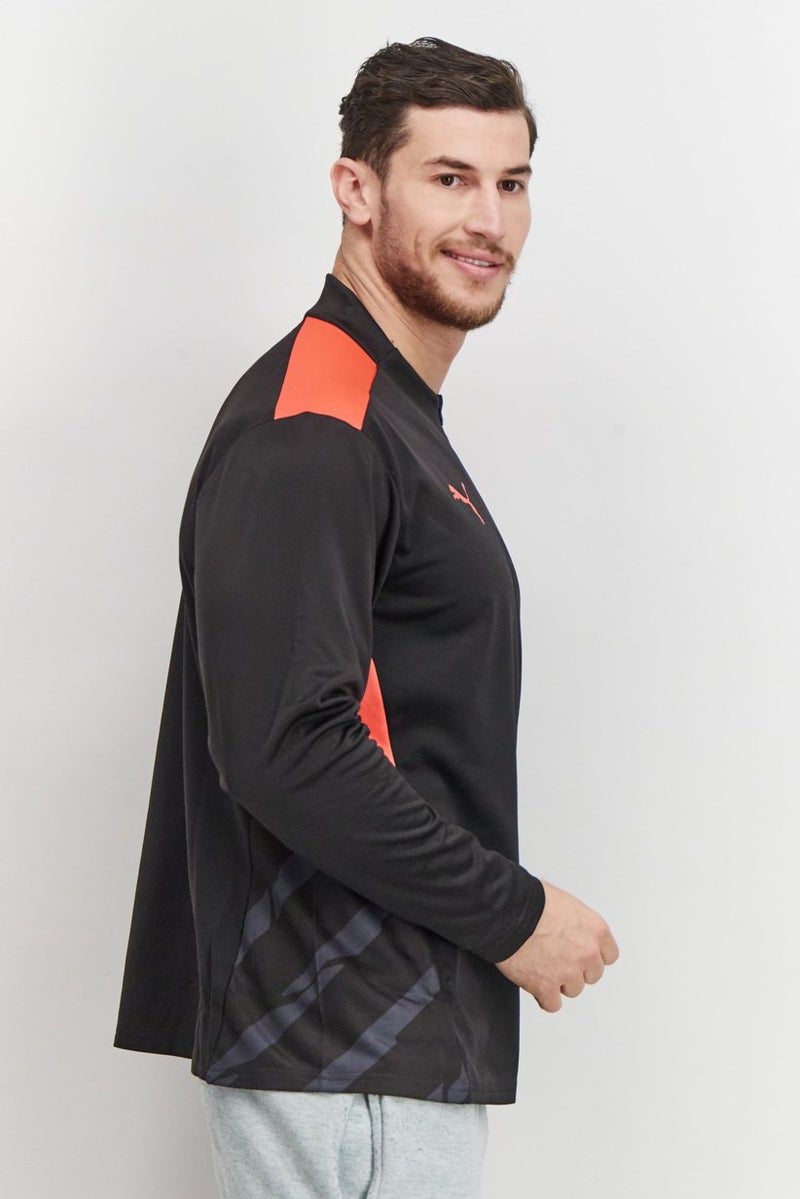 PUMA Men Regular Fit Individual Cup Training 1 and 4 Zip Jacket, Black and Sunblaze  - Image 3
