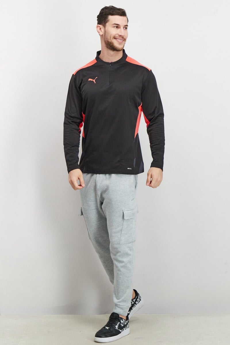 PUMA Men Regular Fit Individual Cup Training 1 and 4 Zip Jacket, Black and Sunblaze  - Image 4