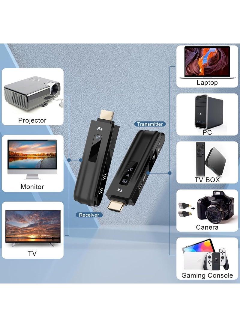 زيستيك جهاز إرسال واستقبال لاسلكي HDMI، جهاز إرسال واستقبال لاسلكي HDMI، شاشة LED مطورة 2025، فك تشفير 4K وإخراج 1080P، موسع HDMI لاسلكي محمول 2.4G/5G قابل للتوصيل والتشغيل، متوافق مع الكمبيوتر الشخصي/الكمبيوتر المحمول/الكاميرا/التلفزيون عالي الدقة/جهاز العرض/جهاز التلفزيون  - Image 4