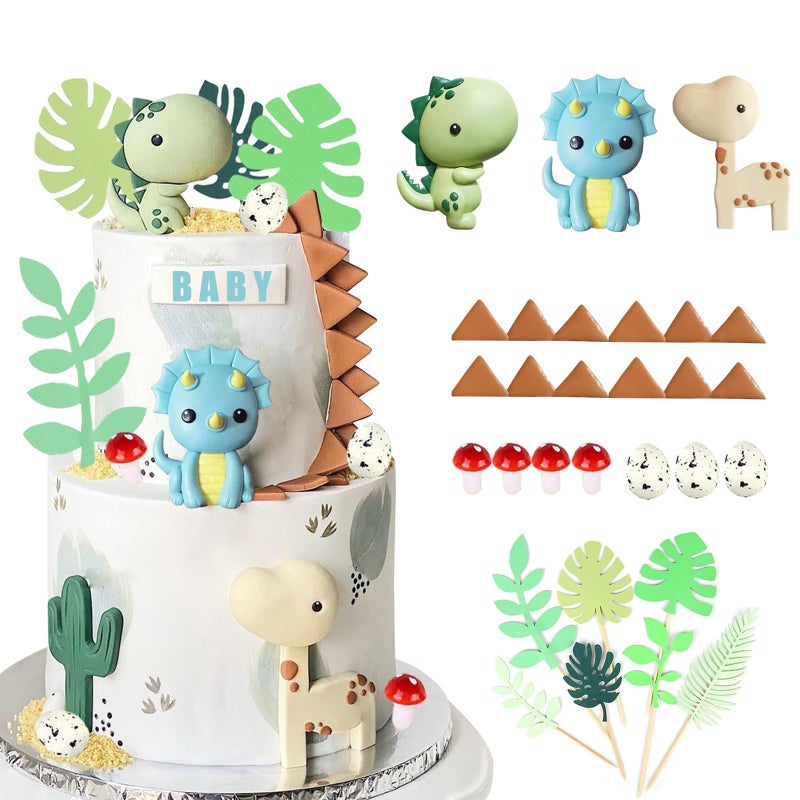 LEFUBABY Baby Dinosaur Cake Toppers Dinosaur Cake Decorations Dinosaur Birthday Cake Toppers for Baby Shower Dinosaur Themed Birthday Party Supplies Style 1 - Image 2