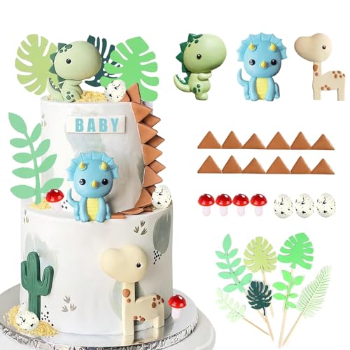 LEFUBABY Baby Dinosaur Cake Toppers Dinosaur Cake Decorations Dinosaur Birthday Cake Toppers for Baby Shower Dinosaur Themed Birthday Party Supplies Style 1 - Image 1