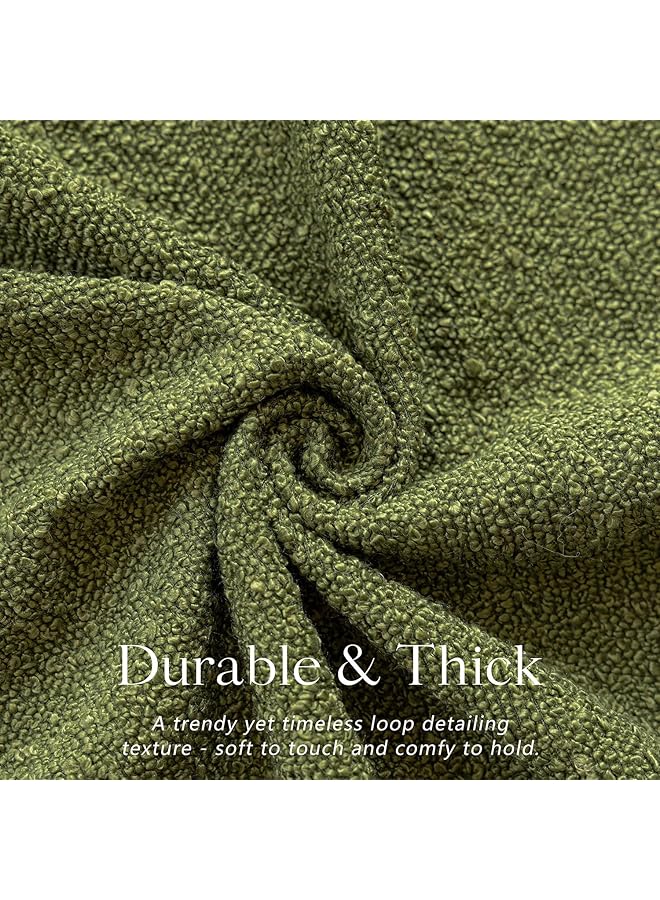 erorex Pack Of 2 Modern Textured Boucle Throw Pillow Covers Accent Solid Decorative Pillow Cases Cozy Woven Couch Cushion Case For Chair Sofa Bedroom Living Room Home Decor 18 X 18 Inch Green - Image 2