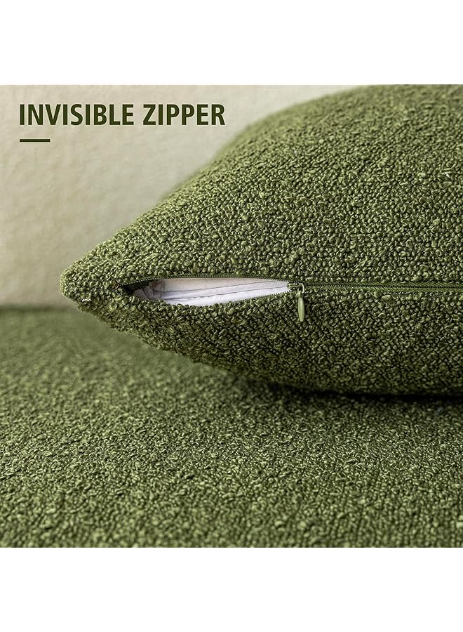 erorex Pack Of 2 Modern Textured Boucle Throw Pillow Covers Accent Solid Decorative Pillow Cases Cozy Woven Couch Cushion Case For Chair Sofa Bedroom Living Room Home Decor 18 X 18 Inch Green - Image 3