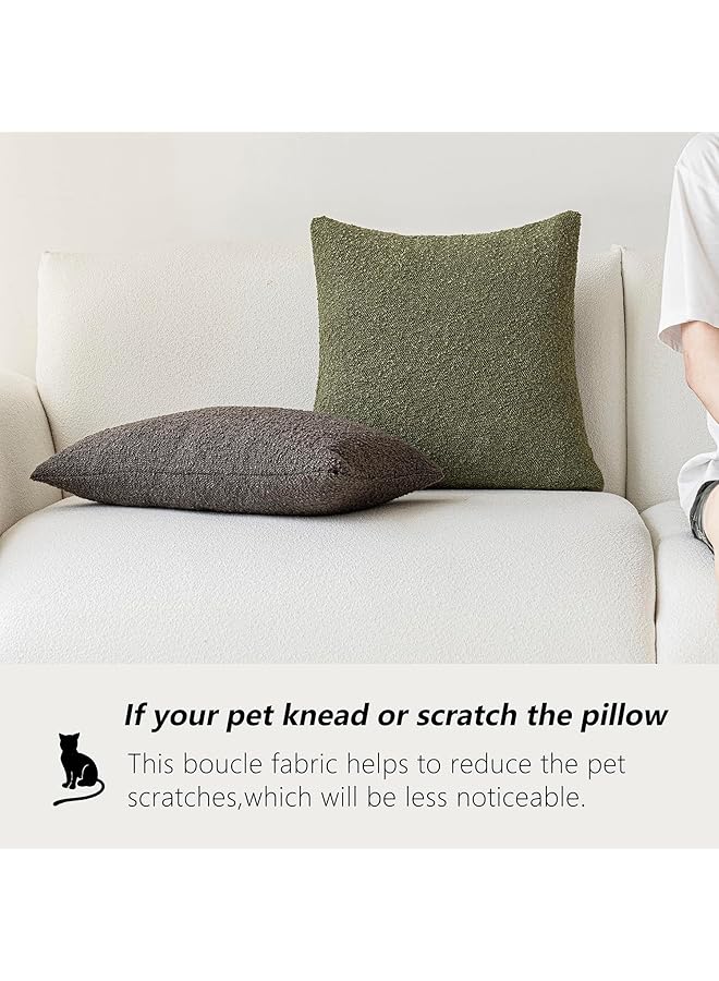 erorex Pack Of 2 Modern Textured Boucle Throw Pillow Covers Accent Solid Decorative Pillow Cases Cozy Woven Couch Cushion Case For Chair Sofa Bedroom Living Room Home Decor 18 X 18 Inch Green - Image 5