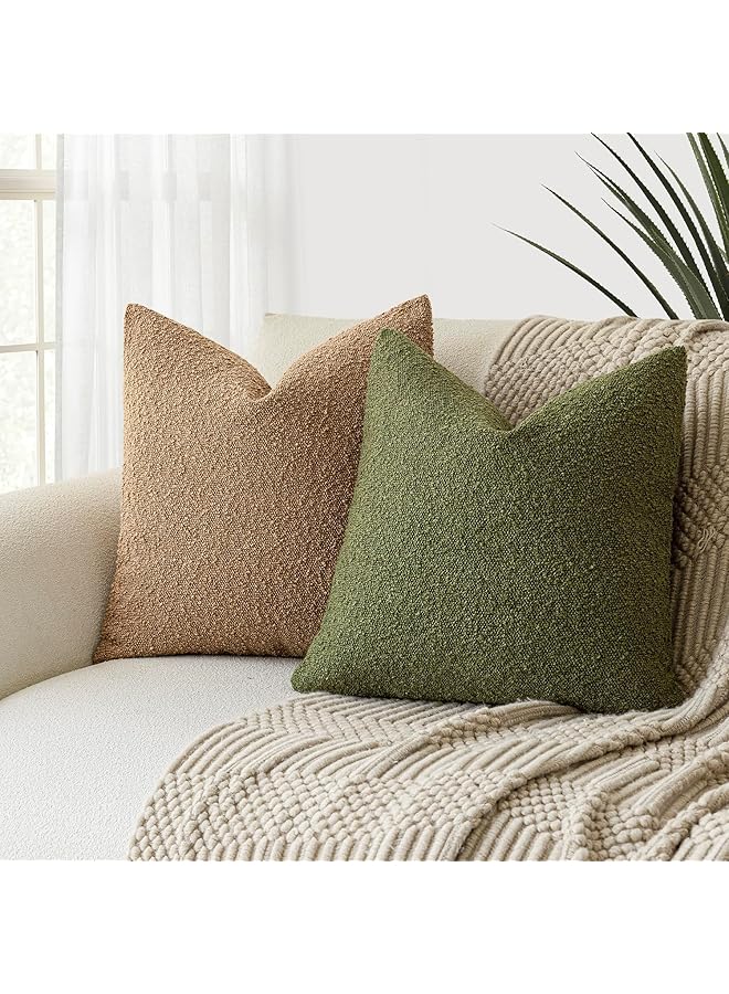 erorex Pack Of 2 Modern Textured Boucle Throw Pillow Covers Accent Solid Decorative Pillow Cases Cozy Woven Couch Cushion Case For Chair Sofa Bedroom Living Room Home Decor 18 X 18 Inch Green - Image 4