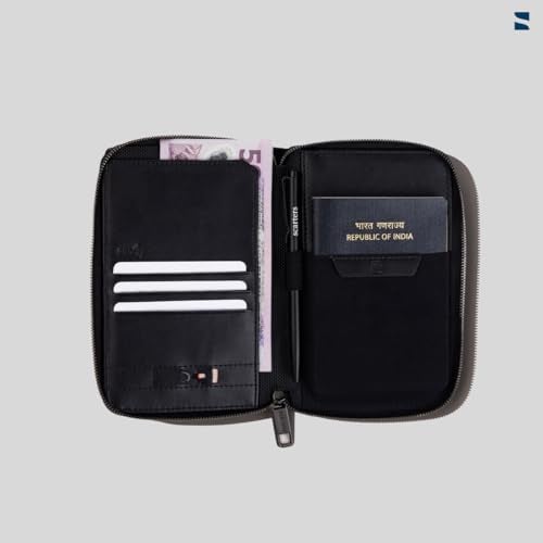 scarters Men Nylon Passport Zip Wallet | Travel Docu t Organiser | RFID Protected Passport Pouch (Black) - Image 2