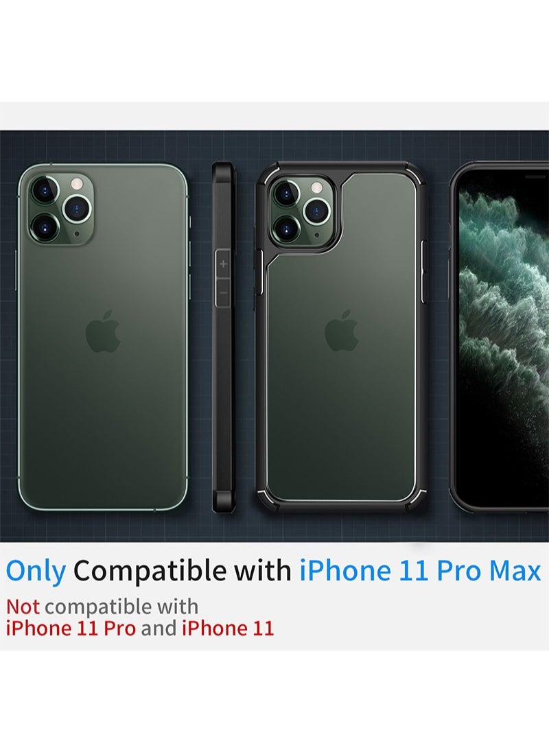 INFOSUN iPhone 11 Pro Max Case Clear Cover Ultra Thin Silicone Shockproof Hard Back Cases Transparent Protective Slim Phone Case for Apple iPhone 11 Pro Max 6.5 inch - Black  - Image 2