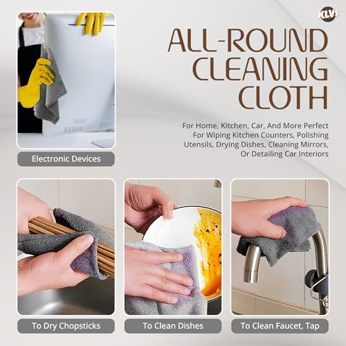 KLVS Reusable Microfiber Cleaning Cloth Roll (50 Pcs), Washable Absorbent Towel Roll for Kitchen, Oil, Dust & Stains, Multipurpose Cleaning Wipes for Household & Daily Cleaning (Pack of 1 Roll) - Image 5