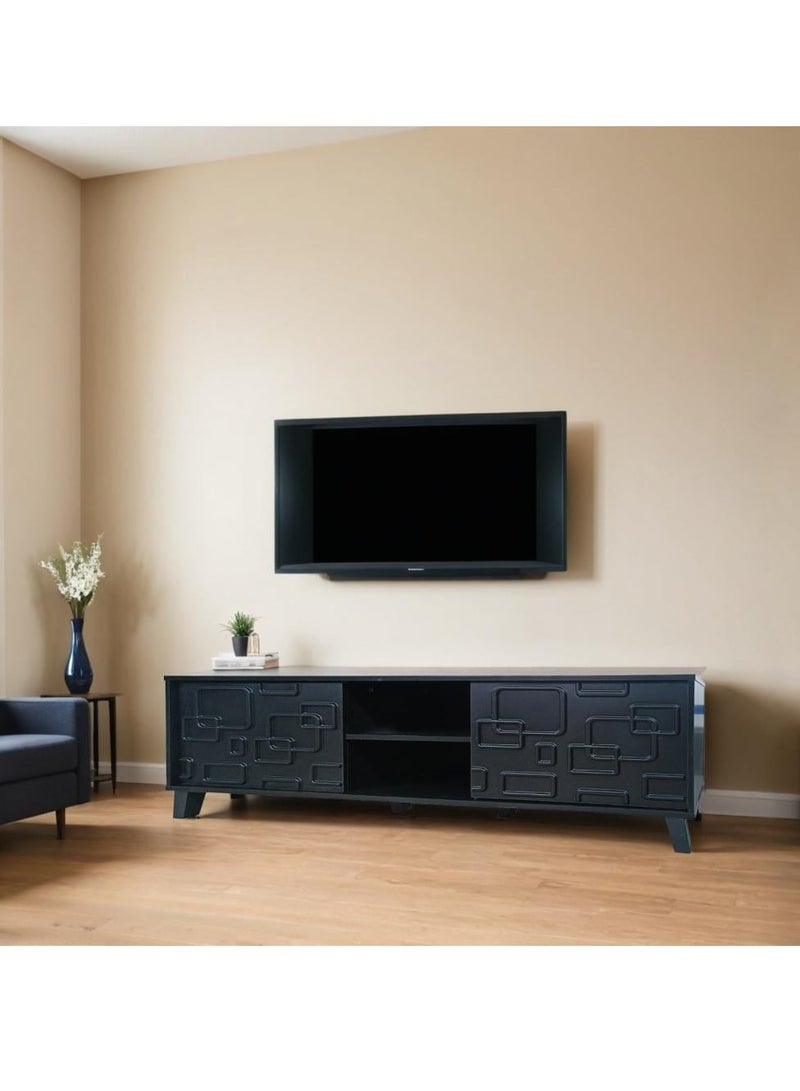 l'elefante Wooden TV Stand for 65 Inch TV – MDF Entertainment Console Table with Cabinets & Shelves – Living Room Media Storage Unit – Cable Management – Stylish Minimalist TV Unit for Home, Bedroom or Office