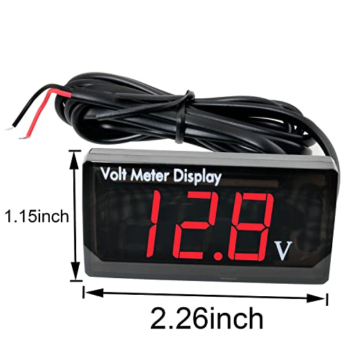 MEETOOT Waterproof LED Voltmeter - Red 12V Car Voltmeter with Digital Display for Car & Motorcycle - Image 4