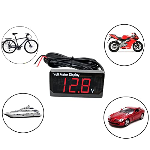 MEETOOT Waterproof LED Voltmeter - Red 12V Car Voltmeter with Digital Display for Car & Motorcycle - Image 5