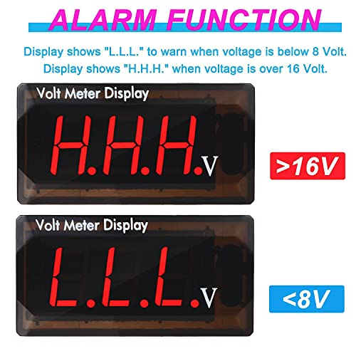MEETOOT Waterproof LED Voltmeter - Red 12V Car Voltmeter with Digital Display for Car & Motorcycle - Image 3