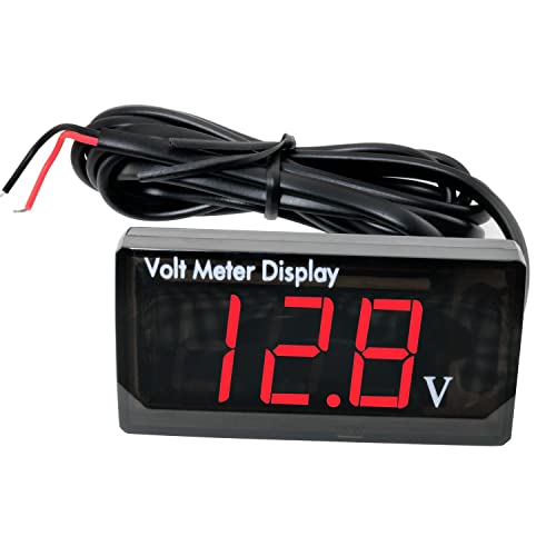 MEETOOT Waterproof LED Voltmeter - Red 12V Car Voltmeter with Digital Display for Car & Motorcycle - Image 1
