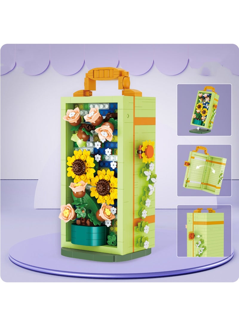 560pcs Sunflower Jewelry Box Model Diy Assembly Building Blocks Creative Ornaments Girls Series Assembly Toys Home Decoration  - Image 3