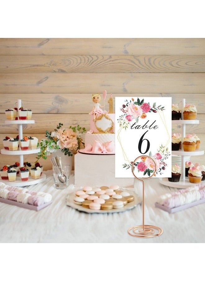 LeeLoon 26 Pcs Table Number Holder Table Card Holder Stand Wire Photo Holder With 26 Pcs Floral Table Number Cards Place Card Holder Stand For Weddings Party Office Paper Memo Menu Note Clips  - Image 4