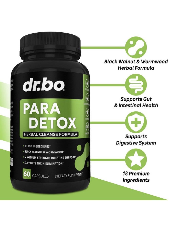 dr.bo DR. BO para Cleanse Human Detox Guard - Intestinal Pills Support for Humans - Pro Gut Health Intestine Supplement Stomach for Adults - Herbal Wormwood Black Walnut Complex & Cloves - 60 Capsules - Image 2