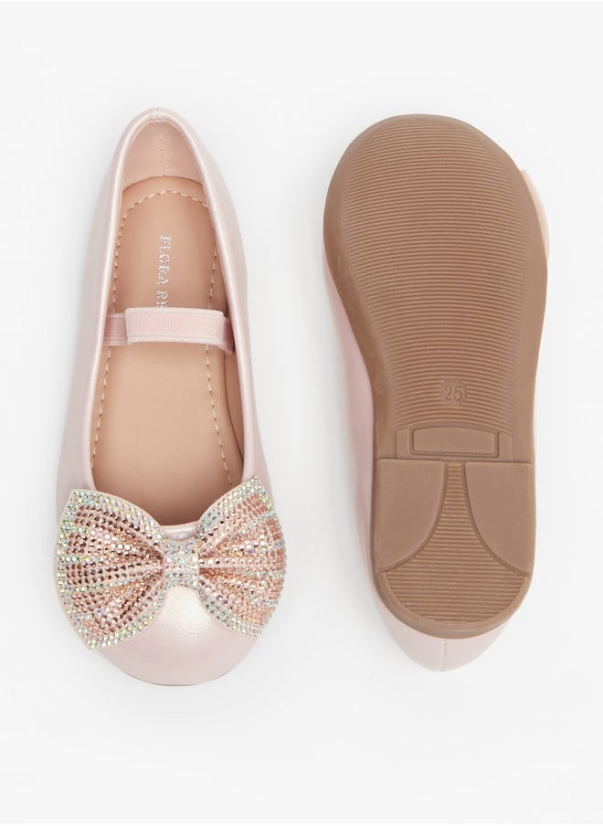 Flora Bella By Shoexpress - Girl's Bow Embellished Ballerina With Elasticated Strap Ramadan Collection - Image 1