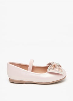 Girl's Bow Embellished Ballerina With Elasticated Strap Ramadan Collection