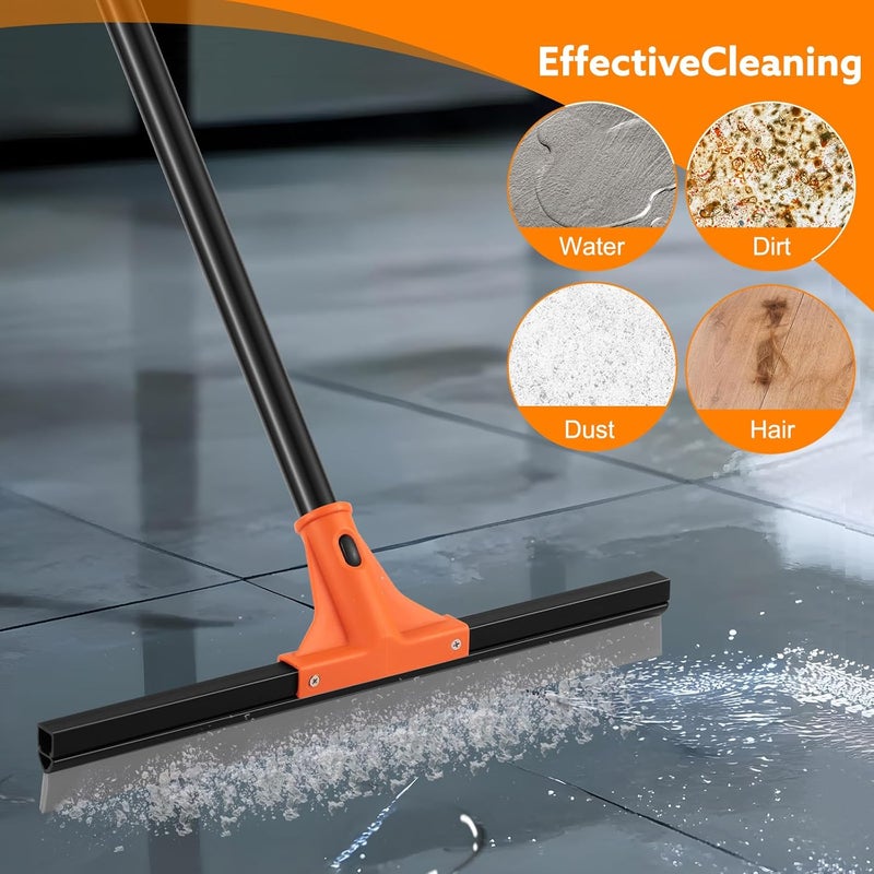 wlich Floor Squeegee Heavy Duty, 17 Inch Large Floor Squeegee Broom with 60 Inch Long Handle, Floor Scraper Rubber Broom for Garage, Tile, Deck, Bathroom,Outdoor,Window, Glass - Image 5