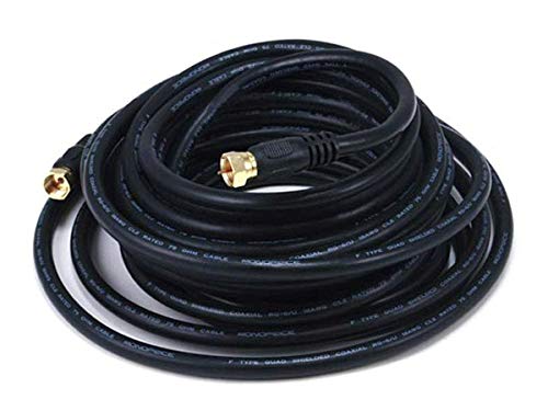 Monoprice 103033 25Feet RG6 Quad Shield CL2 Coaxial Cable with F Type Connector Black - Image 1