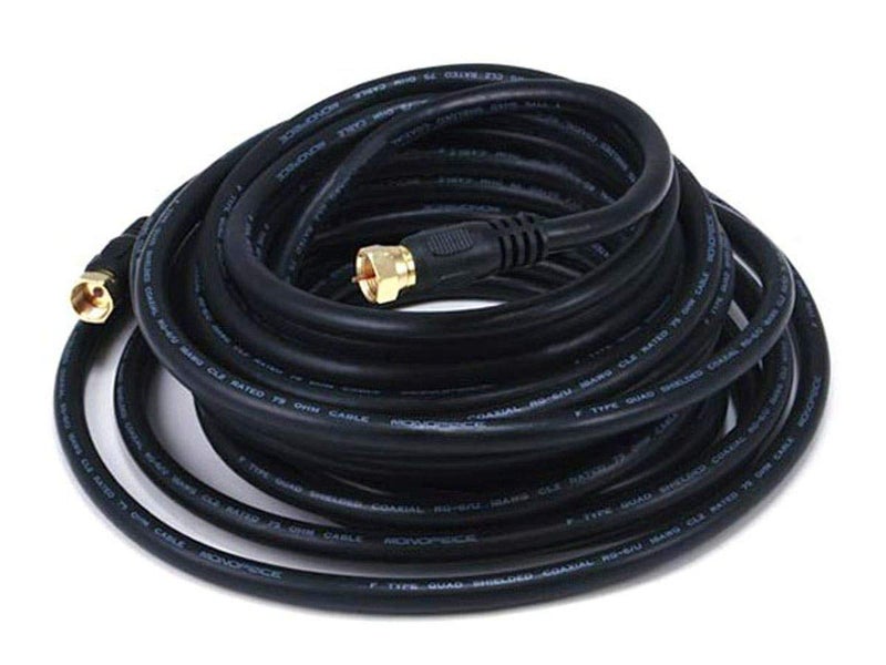 Monoprice 103033 25Feet RG6 Quad Shield CL2 Coaxial Cable with F Type Connector Black - Image 2