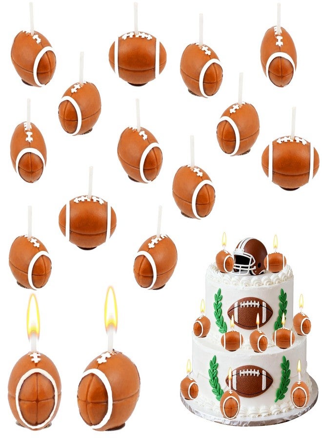 Simple polymer 15 Pcs Football Birthday Candles Set Rugby Party Candles Football Cake Decorations Supplies - Image 1