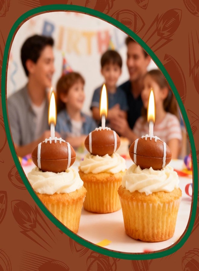 Simple polymer 15 Pcs Football Birthday Candles Set Rugby Party Candles Football Cake Decorations Supplies - Image 3