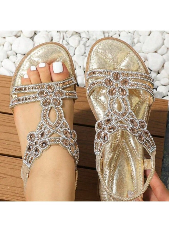 NIBEMINENT Round Toe Comfort Shoes for Women Outside Sandals Large Size Summer Heels Suit Female  - Image 1