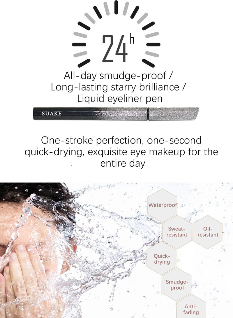 سويكي محدد عيون سائل دقيق للغاية، سريع الجفاف، يدوم طويلاً، مقاوم للماء، لا يسبب تلطيخ، لا يبهت، مقاوم للتلطخ، طبيعي ناعم، سهل الاستخدام، مكياج عيون أسود - Image 3