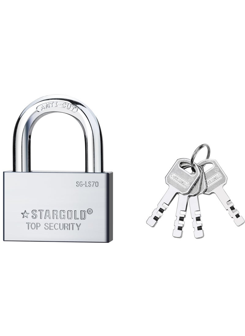 Stargold Padlock 70MM Iron Brass Body With 4 Keys  - Image 1