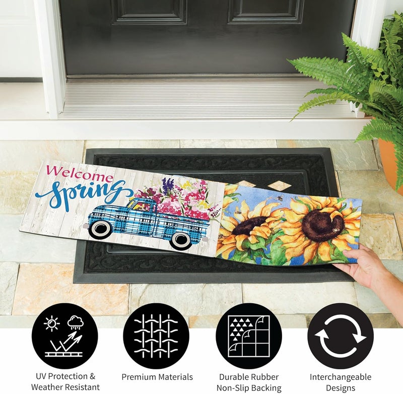 Evergreen Flag Evergreen Sassafras Doormat Insert Bundle & Tray Set of 5, Spring Summer Fall Winter Interchangeable Entrance Door mats Indoor and Outdoor Welcome Mat 30 x 18 Tray Non Slip Backing Low Profile - Image 4