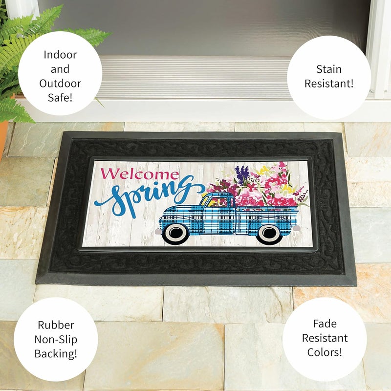 Evergreen Flag Evergreen Sassafras Doormat Insert Bundle & Tray Set of 5, Spring Summer Fall Winter Interchangeable Entrance Door mats Indoor and Outdoor Welcome Mat 30 x 18 Tray Non Slip Backing Low Profile - Image 5
